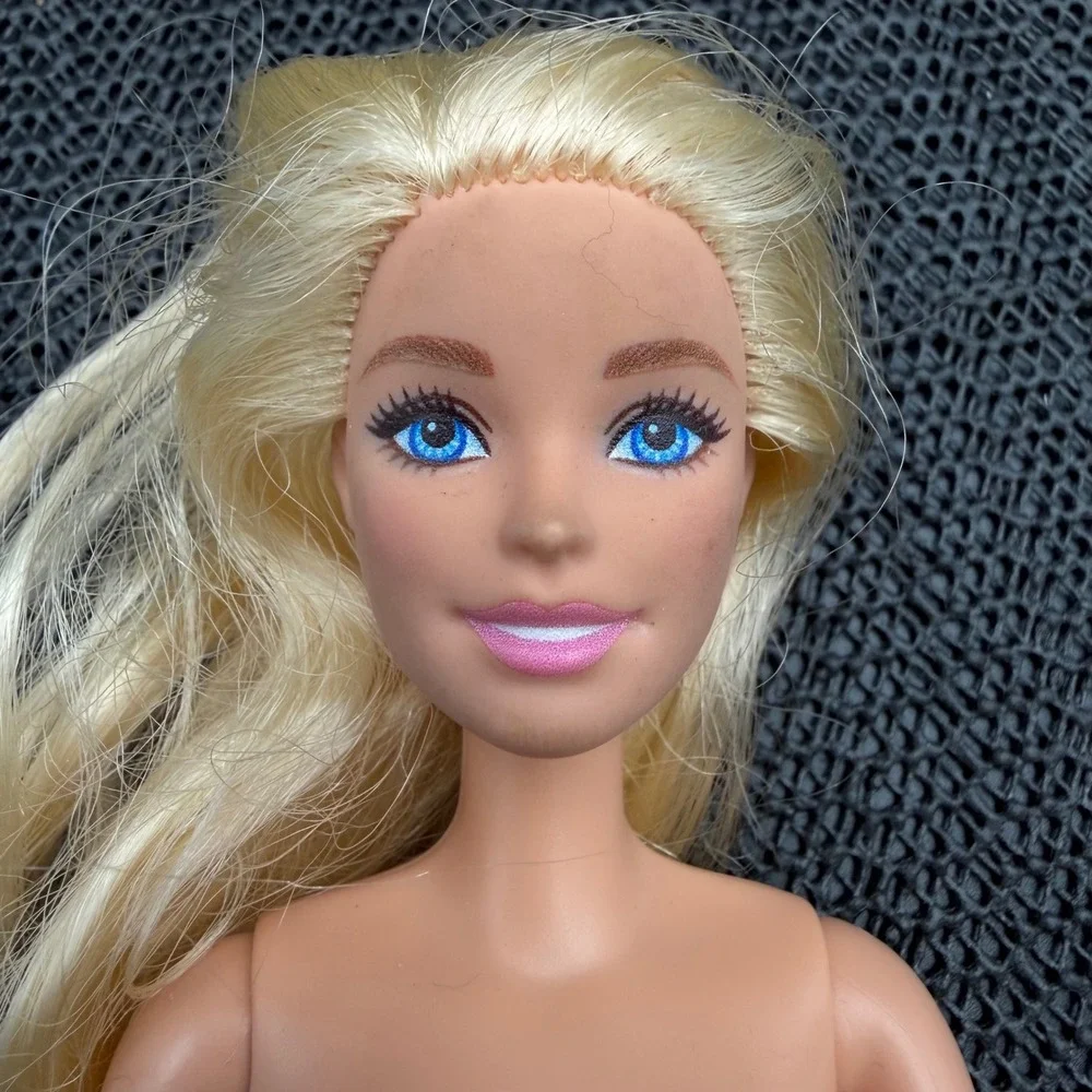 Barbie HXJ38 Blonde Articulated Doll Green Pink Floral Dress Mattel